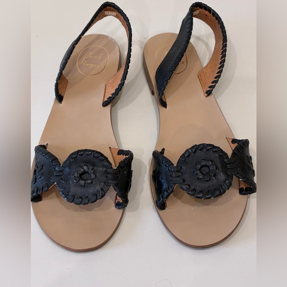 Jack Rogers Women’s leather Sandals – Size 9M – Black – Like New vacation